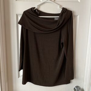 Chico’s Travelers Blouse Women’s Size 1 Brown Long Sleeve NWT